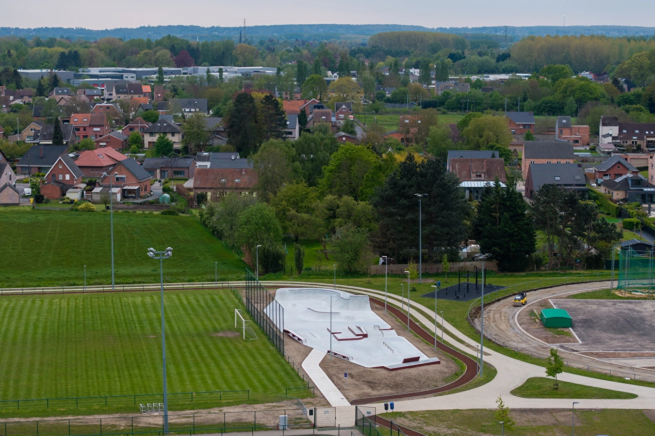Outdoor skatepark Haacht drone shot